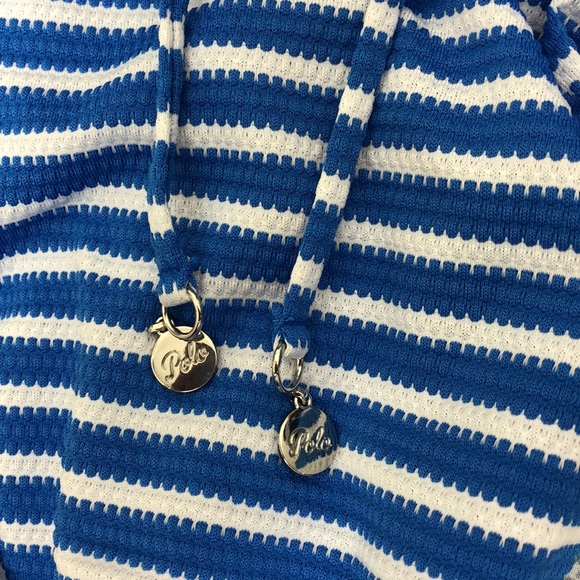 Ralph Lauren Blue Mitered Mio Stripe Lace Back One-Piece Swimwear Size M - Picture 7 of 10